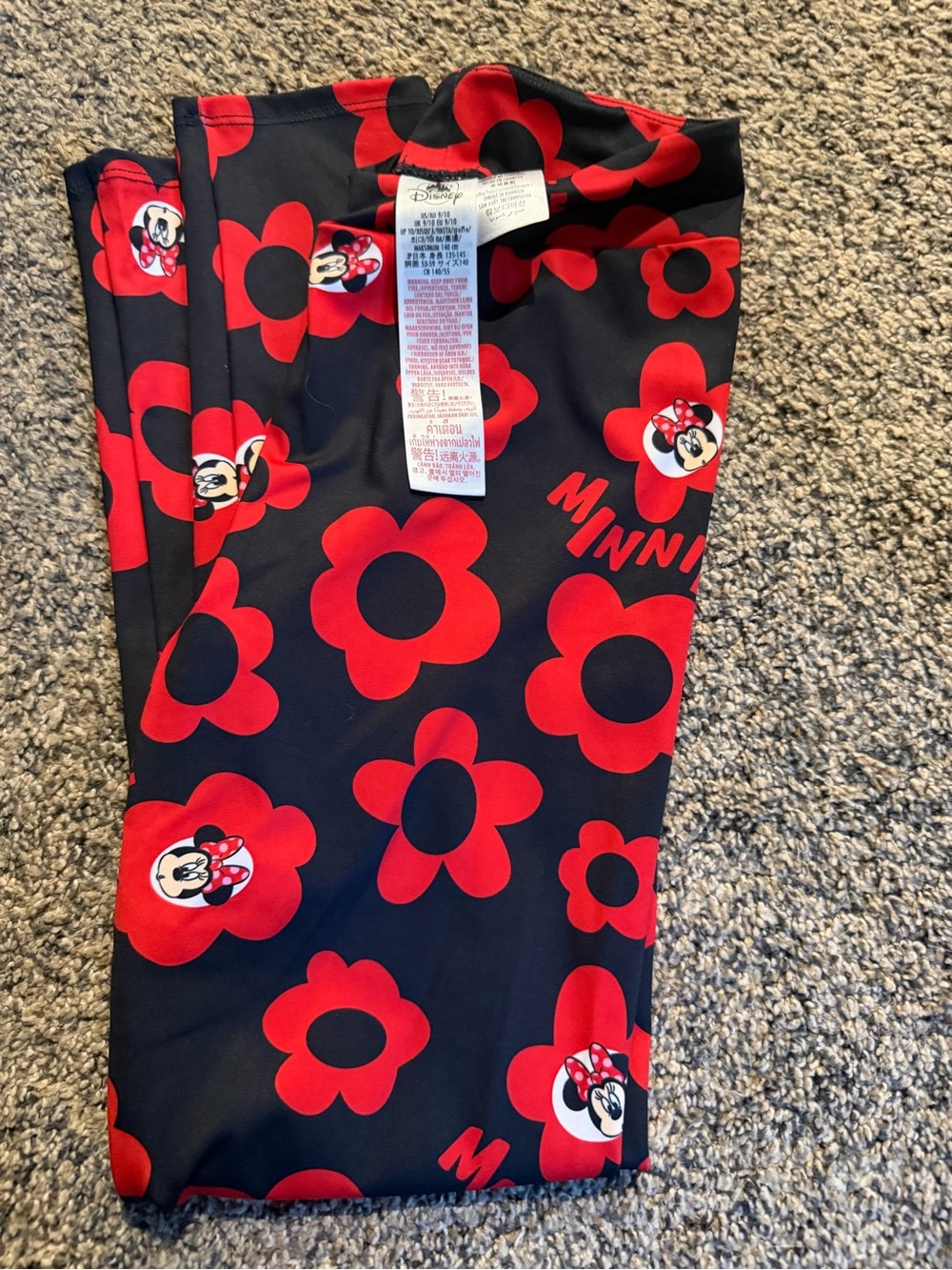 Disney Red & Black Minnie Floral Print Leggings